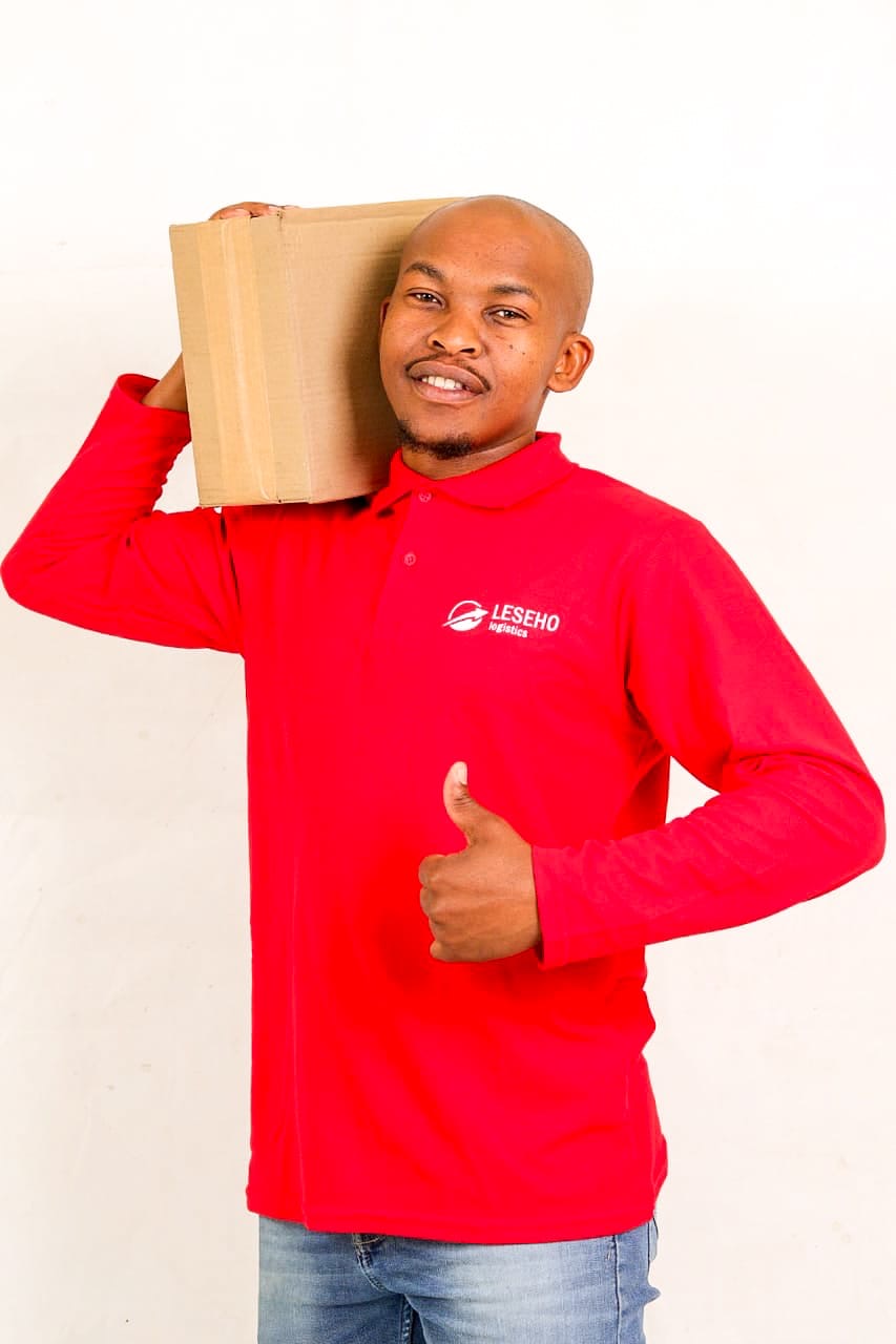 Leseho Logistics courier holding a package